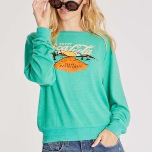 NWT Wildfox Hollywood Green Coca Cola Travel Refreshed Baggy Beach Jumper